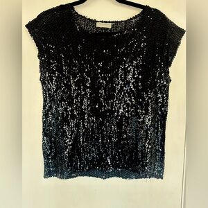 Vintage Lynn Bowling black sequin cap sleeve top